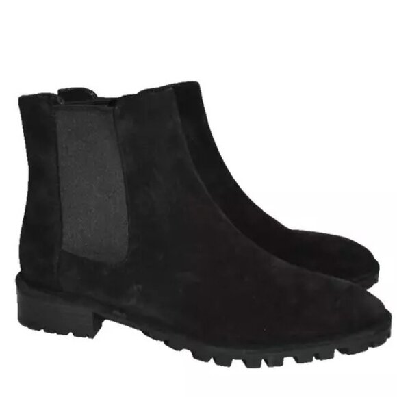 -$650 STUART WEITZMAN Laine suede Chelsea boots BLACK CHUNKY 8 38.5 (PB23) - Picture 2 of 7